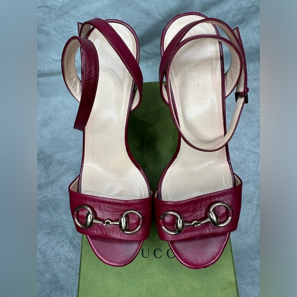 Gucci Firenze 1921 Maroon Sandal Heels Leather Sz:37 - Picture 3 of 12